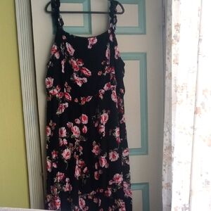 Maurices Black Maxi Dress with Pink Floral Design